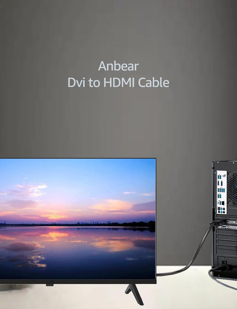 Anbear HDMI to DVI Cable 6FT, Bi-Directional HDMI Male to DVI-D(24+1) Male Cable, 4k @30HZ (1, 6FT) - Image 4